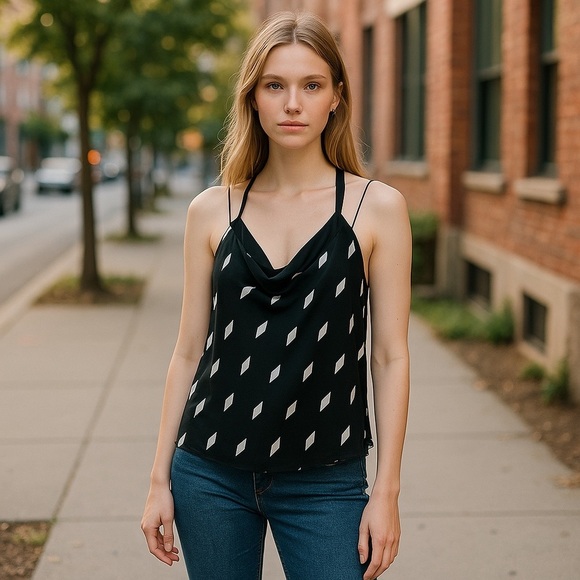 Alice + Olivia Women’s XS‎ Silk Drape Neck Ribbon Tape Blast $225 NWT - Picture 13 of 13